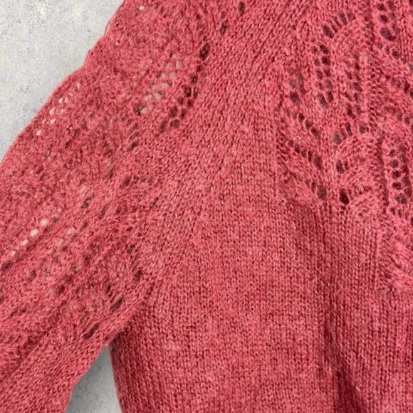 Sezane Tonio Mohair Merino Wool Sweater Cardigan Knit Berry Size Small French S - Picture 6 of 14
